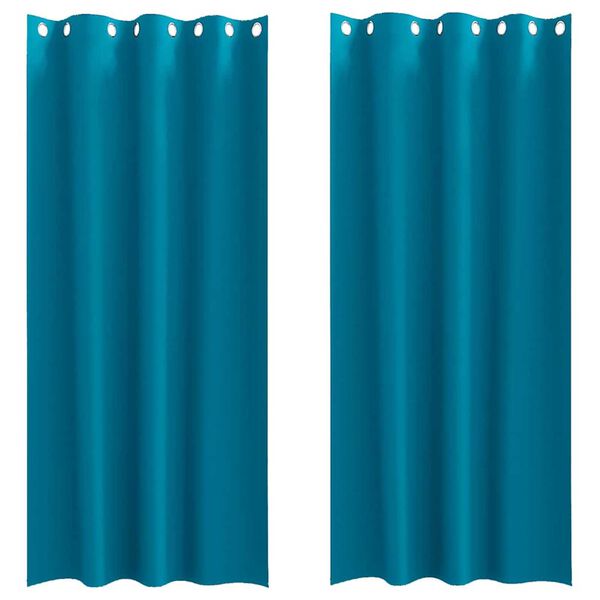 vidaXL Z&aacute;věsy na zatemněn&iacute; s kroužky 2 pcs Tyrkysov&aacute; 260 x 140 cm