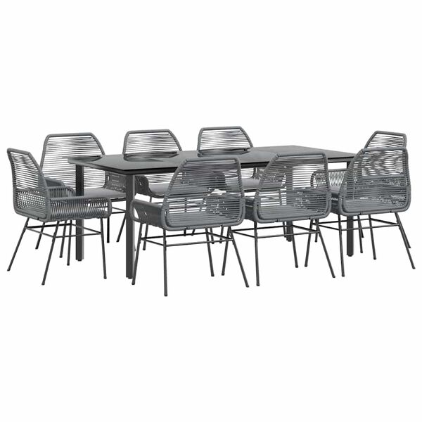 vidaXL 9d&iacute;ln&yacute; zahradn&iacute; j&iacute;deln&iacute; set s podu&scaron;kami &scaron;ed&yacute; polyratan sklo