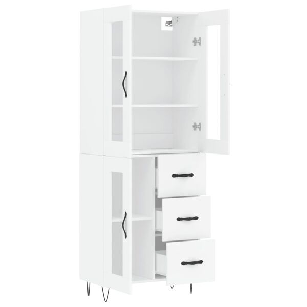 vidaXL Skř&iacute;ň highboard b&iacute;l&aacute; 69,5 x 34 x 180 cm kompozitn&iacute; dřevo