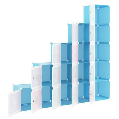 vidaXL Dětská modulární skříň s 15 úložnými boxy modrá PP