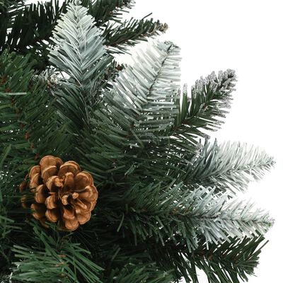 vidaXL Umělý vánoční stromek se šiškami a bílými třpytkami 210 cm