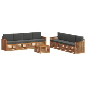 vidaXL Sedac&iacute; soupravy s pol&scaron;t&aacute;řem 9 pcs Přirozen&aacute; a Anthracitov&aacute;