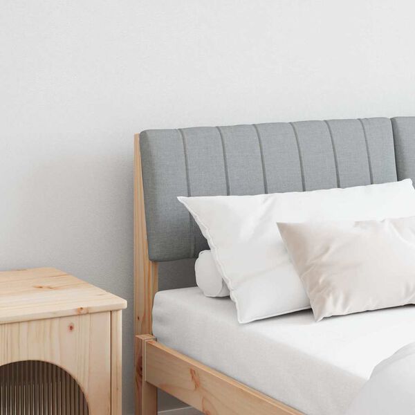 vidaXL Čalouněn&eacute; čelo postele Světle &scaron;ed&aacute; 135 cm Masivn&iacute; borov&eacute; dřevo