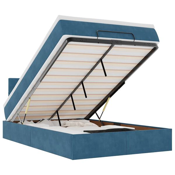 vidaXL Osmansk&yacute; r&aacute;m postele s matrac&iacute; tmavě modr&aacute; 120x200cm samet