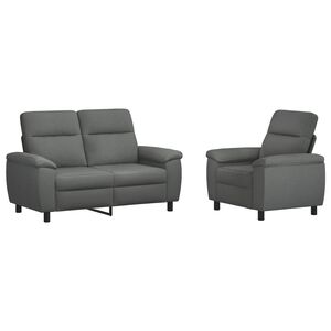 vidaXL Set pohovek 2 pcs Tmavě &scaron;ed&aacute; Textil