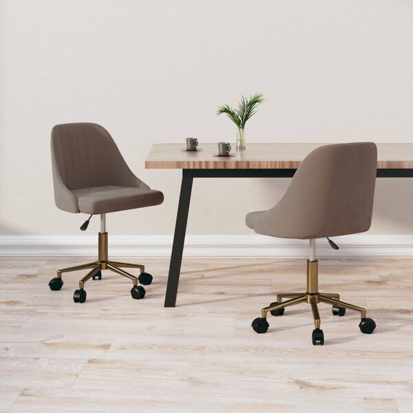 vidaXL Otočn&eacute; j&iacute;deln&iacute; židle 2 ks světle &scaron;ed&eacute; samet