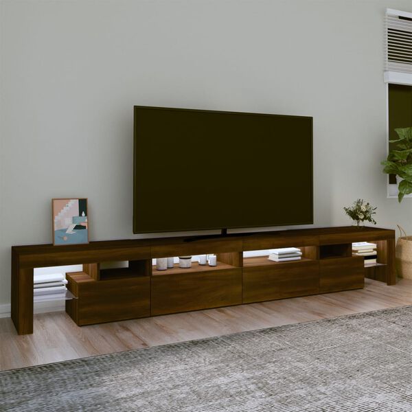 vidaXL TV skř&iacute;ňka s LED osvětlen&iacute;m hněd&yacute; dub 260x36,5x40 cm