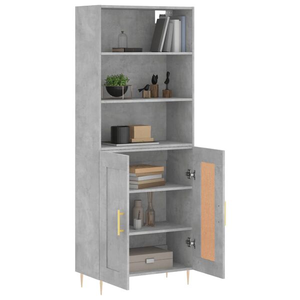 vidaXL Skř&iacute;ň highboard betonově &scaron;ed&aacute; 69,5x34x180 cm kompozitn&iacute; dřevo