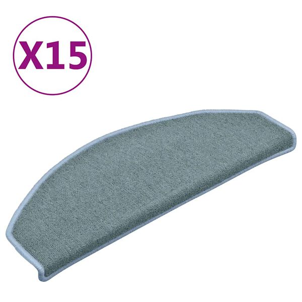 vidaXL Schodov&eacute; rohože 15 ks 65 x 24 x 4 cm mořsk&aacute; modr&aacute; půlkulat&eacute; velk&eacute;