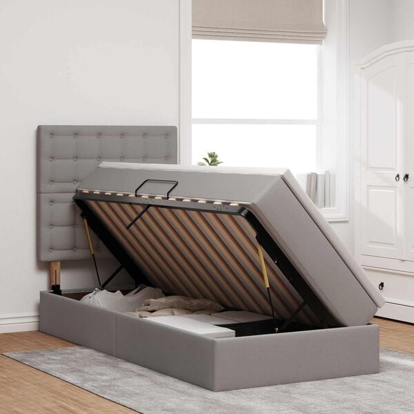 vidaXL Postel s &uacute;ložn&yacute;m prostorem a LED osvětlen&iacute;m Taupe 90 x 200 cm