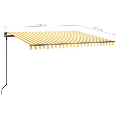 vidaXL Ručně zatahovací markýza s LED světlem 4 x 3 m žlutobílá