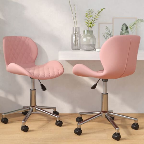 vidaXL Otočn&eacute; j&iacute;deln&iacute; židle 2 ks růžov&eacute; samet