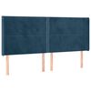 vidaXL Čelo postele typu u&scaron;&aacute;k tmavě modr&aacute; 203x16x118/128 cm samet