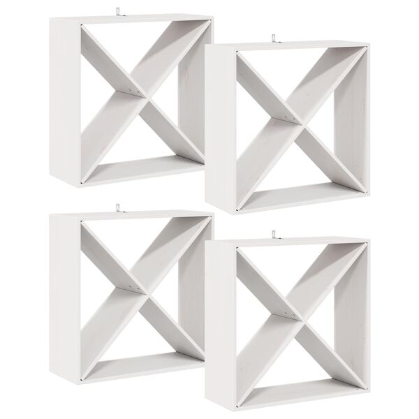 vidaXL Stojan na v&iacute;no 4 pcs B&iacute;l&aacute; 62 x 25 x 62 cm Masivn&iacute; borov&eacute; dřevo