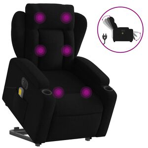 vidaXL Elektrick&eacute; zvedac&iacute; mas&aacute;žn&iacute; polohovac&iacute; křeslo čern&eacute; textil