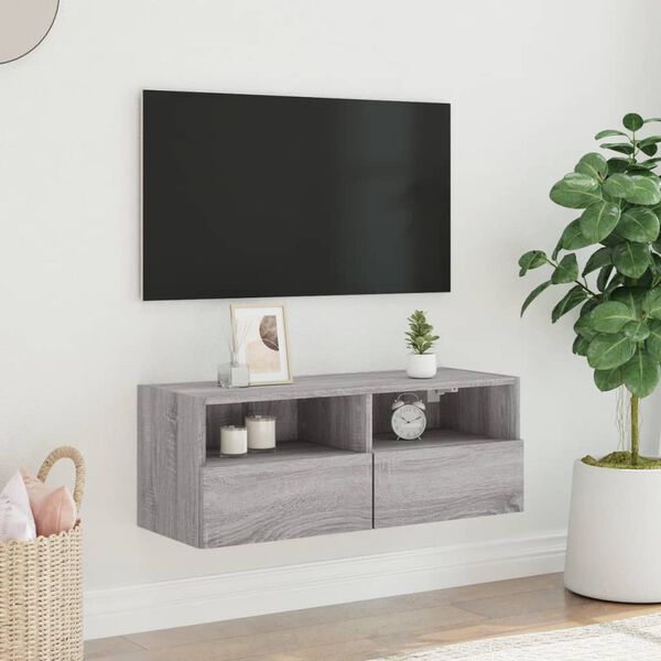 vidaXL N&aacute;stěnn&aacute; TV skř&iacute;ňka &scaron;ed&aacute; sonoma 80x30x30 cm kompozitn&iacute; dřevo