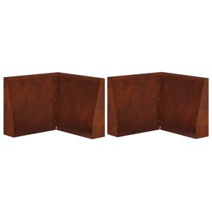 vidaXL Opěrn&aacute; zeď 2 ks 50 x 50 x 30 cm Povětrnostně odoln&aacute; ocel Rezav&aacute;