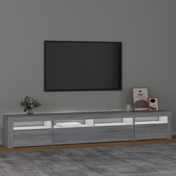 vidaXL TV skř&iacute;ňka s LED osvětlen&iacute;m &scaron;ed&aacute; sonoma 240x35x40 cm