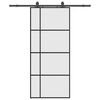 vidaXL Posuvn&eacute; dveře se sadou kov&aacute;n&iacute; čern&eacute; 90x205 cm ESG Glass