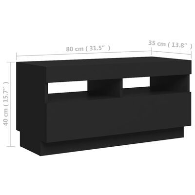 vidaXL TV skříňka s LED osvětlením černá 80 x 35 x 40 cm