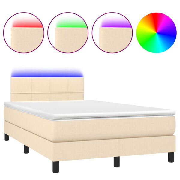 vidaXL Box spring postel s matrac&iacute; a LED kr&eacute;mov&aacute; 120x190 cm textil