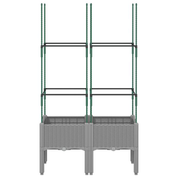 vidaXL Zahradn&iacute; truhl&iacute;k s trel&aacute;ž&iacute; světle &scaron;ed&yacute; 80 x 40 x 142,5 cm PP