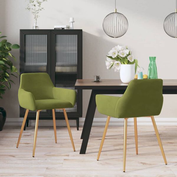 vidaXL J&iacute;deln&iacute; židle 2 ks světle zelen&eacute; samet