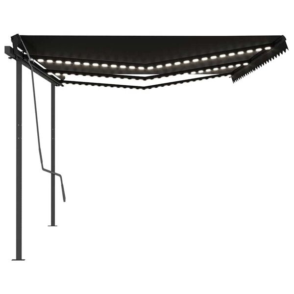 vidaXL Automatick&aacute; mark&yacute;za LED a senzor větru 6 x 3 m antracitov&aacute;