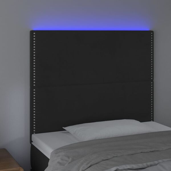 vidaXL Čelo postele s LED čern&eacute; 100x5x118/128 cm samet