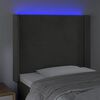 vidaXL Čelo postele s LED světle &scaron;ed&eacute; 103 x 16 x 118/128 cm samet