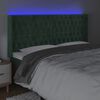 vidaXL Čelo postele s LED tmavě zelen&eacute; 183 x 16 x 118/128 cm samet