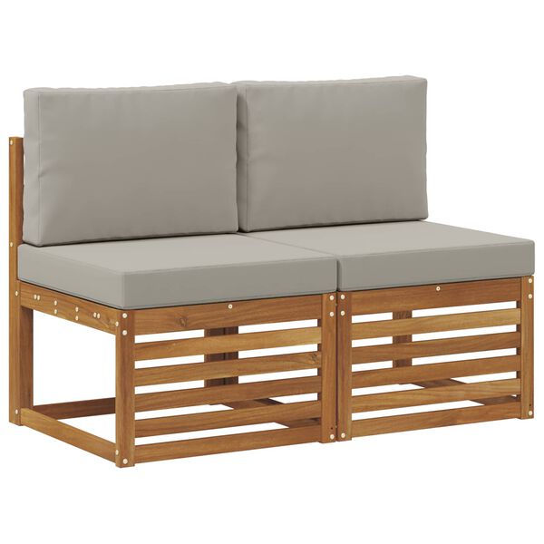 vidaXL 2 Kus Venkovn&iacute; středn&iacute; pohovka Masivn&iacute; ak&aacute;tov&eacute; dřevo Př&iacute;rodn&iacute;