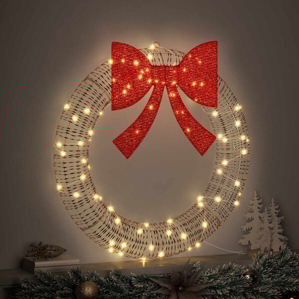 vidaXL Věnec s 80 LED diodami Tepl&aacute; b&iacute;l&aacute; 91 x 91 x 9 cm PET