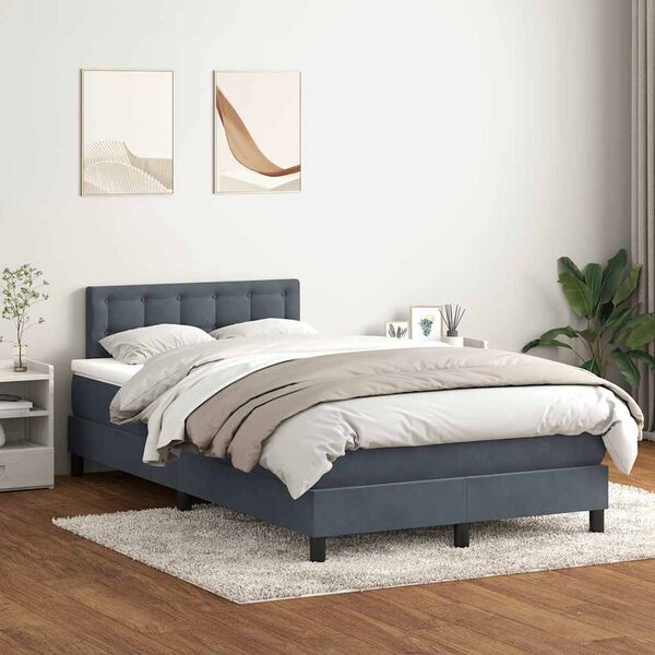 vidaXL Box spring postel s matrac&iacute; tmavě &scaron;ed&aacute; 120x210 cm samet