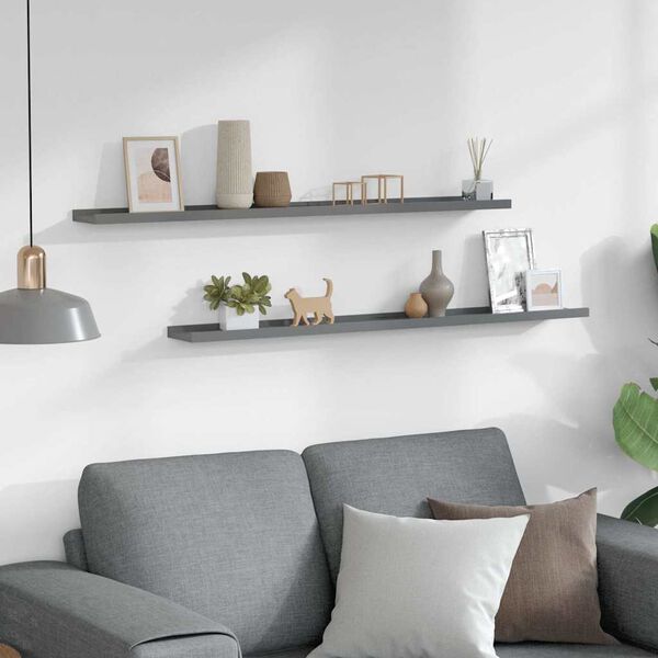 vidaXL N&aacute;stěnn&eacute; police 2 ks &scaron;ed&eacute; 100 x 9 x 3 cm