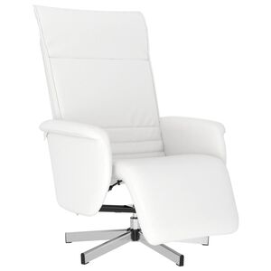vidaXL Polohovac&iacute; křeslo s podnožkou b&iacute;l&eacute; uměl&aacute; kůže