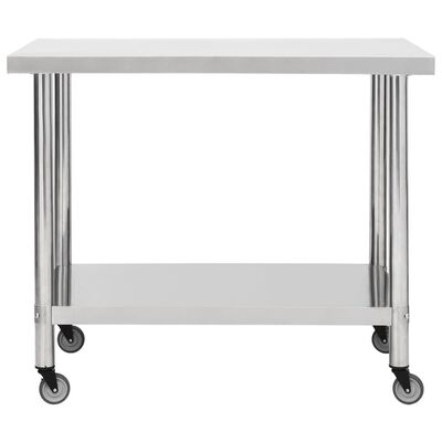 vidaXL Kuchyňský pracovní stůl s kolečky 100x45x85 cm nerezová ocel