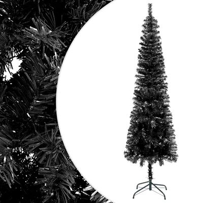 vidaXL Úzký vánoční stromek s LED osvětlením černý 180 cm