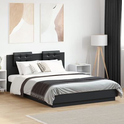 vidaXL Rám postele s čelem černý 140 x 200 cm kompozitní dřevo