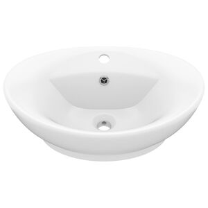 vidaXL Luxusn&iacute; umyvadlo přepad ov&aacute;ln&eacute; matn&eacute; b&iacute;l&eacute; 58,5 x 39 cm keramika