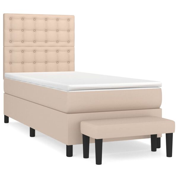 vidaXL Box spring postel s matrac&iacute; cappuccino 100x200 cm uměl&aacute; kůže