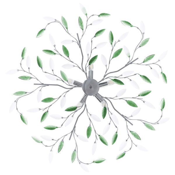 vidaXL Stropn&iacute; sv&iacute;tidlo s akrylov&yacute;mi l&iacute;stky pro 5 ž&aacute;rovek E14 zelen&eacute;