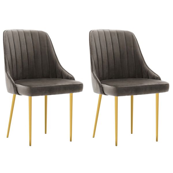 vidaXL J&iacute;deln&iacute; židle 2 ks tmavě &scaron;ed&eacute; samet