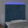 vidaXL Čelo postele s LED tmavě modr&eacute; 100x5x118/128 cm samet