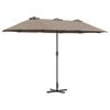 vidaXL Zahradn&iacute; slunečn&iacute;k Taupe 370 x 197 x 239 cm Polyester a hlin&iacute;k