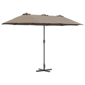vidaXL Zahradn&iacute; slunečn&iacute;k 370 x 197 x 239 cm Polyester a hlin&iacute;k Taupe