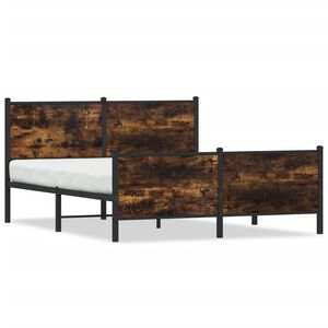 vidaXL Kovov&yacute; r&aacute;m postele bez matrace kouřov&yacute; dub 140 x 190 cm