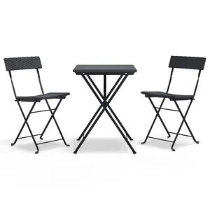 vidaXL 3d&iacute;ln&yacute; skl&aacute;dac&iacute; bistro set čern&yacute; polyratan