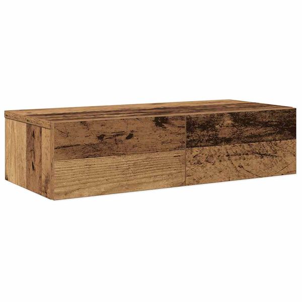 vidaXL N&aacute;stěnn&aacute; police se z&aacute;suvkami old wood 60x26,5x15 cm kompozit