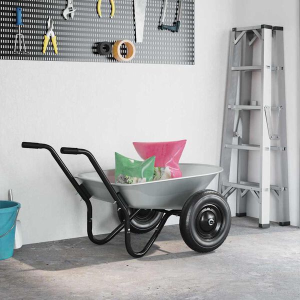 vidaXL N&aacute;hradn&iacute; t&aacute;cek na kolečko Stř&iacute;brn&aacute; 90 x 63 x 28 cm Ocel